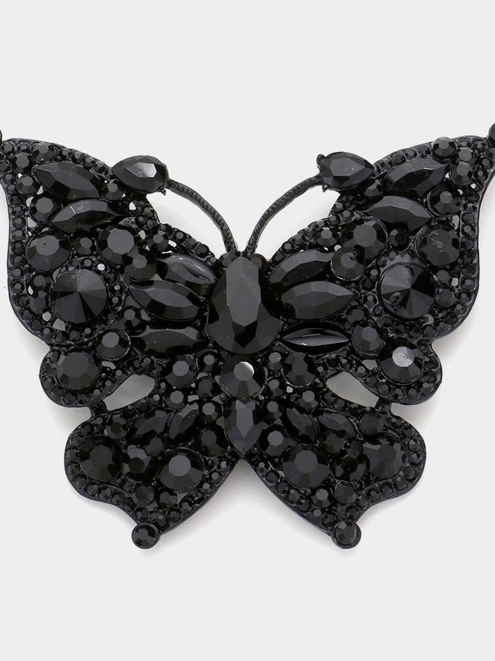 Black Oversized Crystal Butterfly Brooch - Elegant Women's Jewelry